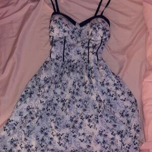 Floral Strappy Dress with Black Trim